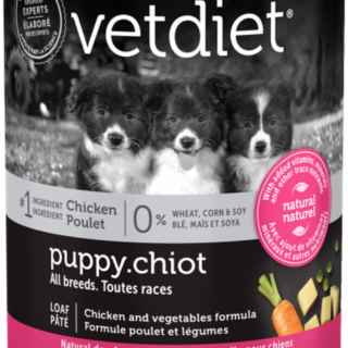 VETDIET Puppy  All breeds Chicken and vegetables formula Case of 12 Wet Canned Dog Food 369g