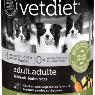 VETDIET Adult  All breeds Chicken and vegetables formula Case of 12 Wet Canned Dog Food 369g