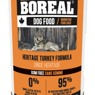 BOREAL CANADIAN HERITAGE TURKEY FORMULA CASE OF 12 WET CANNED DOG FOOD 369G