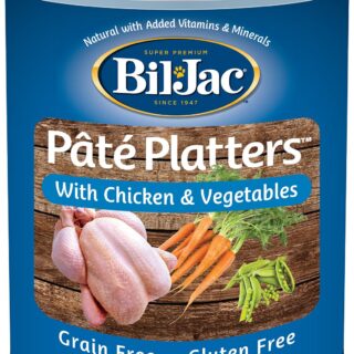 BIL-JAC Pate Platters Grain-Free with Chicken & Vegetables Case of 12 Wet Canned Dog Food, 368g