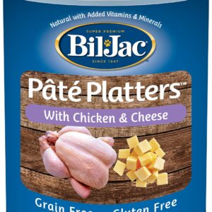 BIL-JAC Pate Platters Grain-Free with Chicken & Cheese Case of 12 Wet Canned Dog Food, 368g