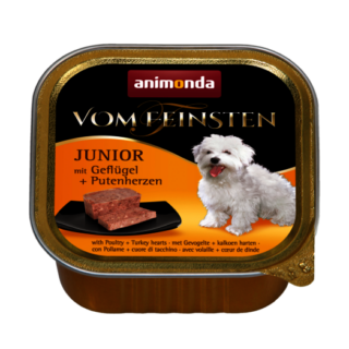 ANIMONDA VOM FEINSTIEN WITH POULTRY + TURKEY HEARTS PUPPY CASE OF 6 WET DOG FOOD 150G