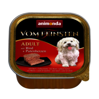 ANIMONDA VOM FEINSTIEN WITH BEEF + TURKEY HEARTS ADULT CASE OF 6 WET DOG FOOD 150G