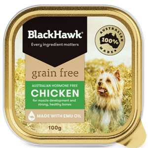 BLACKHAWK Grain Free Australian Chicken Case of 9 Wet Dog Food Tray 100g