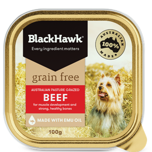 BLACKHAWK Grain Free Australian Beef Case of 9 Wet Dog Food Tray 100g