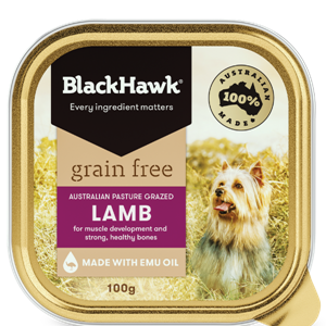 BLACKHAWK Grain Free Australian Lamb Case of 9 Wet Dog Food Tray 100g