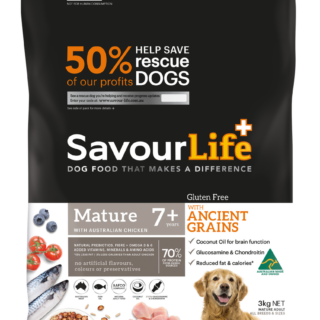 SAVOURLIFE Ancient Grains Adult 7+ with Chicken Recipe Plus Senior Dry Dog Food 3kg