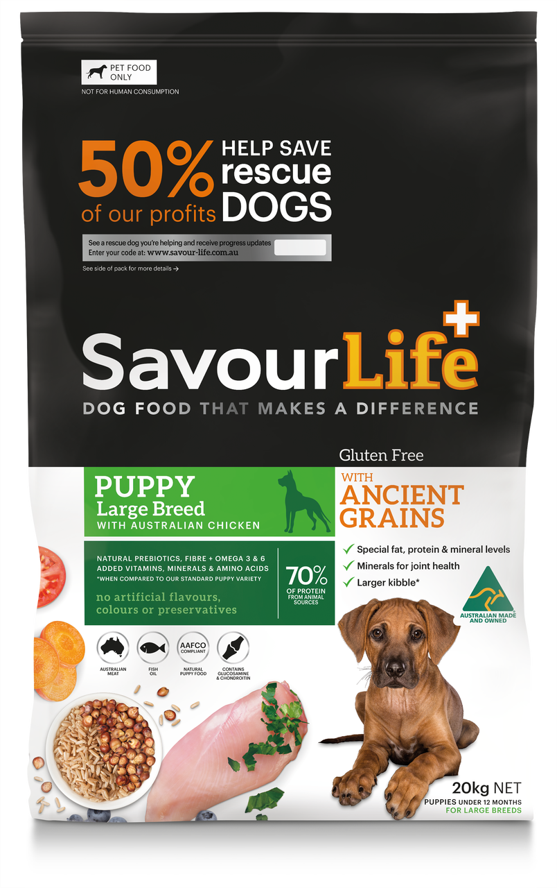 SAVOURLIFE Gluten Free Chicken Ancient Grain Puppy Large Breed Dry Dog Food 20kg