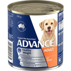 ADVANCE ADULT ALL BREED HEALTHY WEIGHT CHICKEN & RICE CASE OF 12 WET DOG FOOD 700G