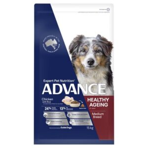 ADVANCE HEALTHY AGEING MEDIUM BREED CHICKEN & RICE DRY DOG FOOD 15KG