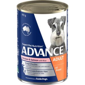 ADVANCE ADULT ALL BREED CHICKEN & SALMON CASE OF 12 WET DOG FOOD 410G