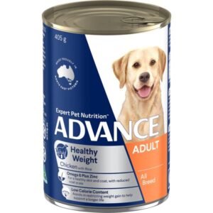 ADVANCE ADULT ALL BREED HEALTHY WEIGHT CHICKEN & RICE CASE OF 12 WET DOG FOOD 405G