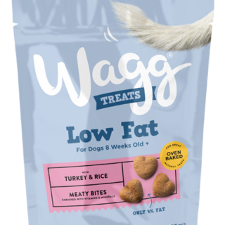 WAGG LOW FAT MEATY BITES WITH TURKEY AND RICE OVEN BAKED DOD TREATS 125G