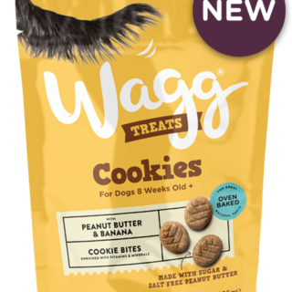 WAGG COOKIES WITH PEANUT BUTTER AND BANANA OVEN BAKED DOG TREATS 125G