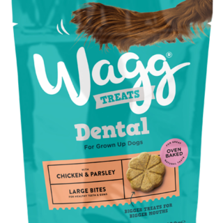 WAGG DENTAL LARGE BITES WITH CHICKEN & PARSLEY OVEN BAKED DOG TREATS 100G