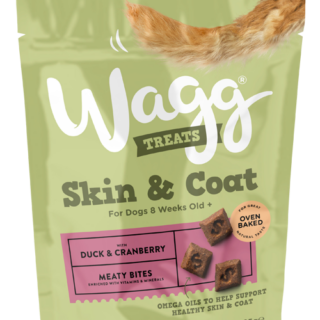 WAGG SKIN & COAT MEATY BITES WITH DUCK & CRANBERRY OVEN BAKED DOG TREATS 125G