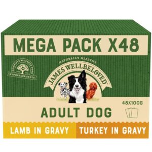 JAMES WELLBELOVED ADULT VARIETY PACK LAMB & TURKEY POUCH OF 48 WET DOG FOOD 100g