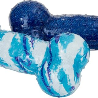 Frisco Retro Denim and Swirl Bone TPR Squeaky 2 Count Dog Toy