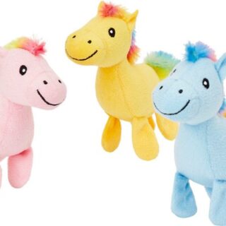 Frisco Retro Colorful Pony Plush Squeaky 3 Count Dog Toy