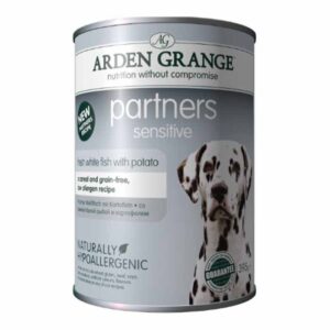 ARDEN GRANDE Partners Sensitive Grain Free Fresh Ocean White Fish with Potato Case of 24 Wet Canned Dog Food 395g