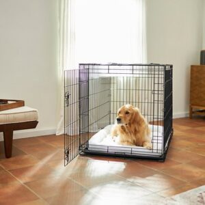 Frisco Heavy Duty All-in-1 Multi-Stage 3 Door Collapsible Wire Dog Crate, Large, 43-in