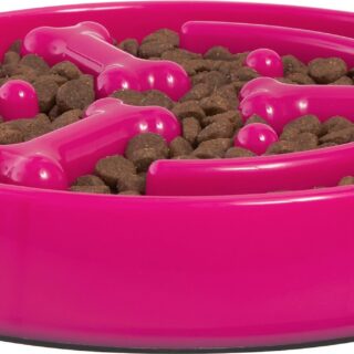 Frisco Bone Shaped Ridges 3 Cups Slow Feed Bowl, Pink