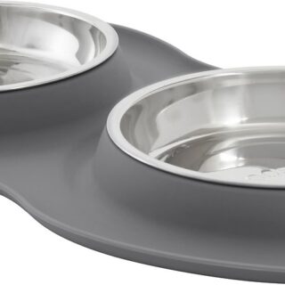 Frisco Double Stainless Steel 1.75 cups Pet Bowl with Silicone Mat