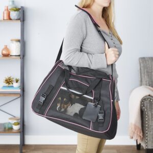 Frisco Basic Medium/Large Dog & Cat Carrier Bag, Black, Pink Trim