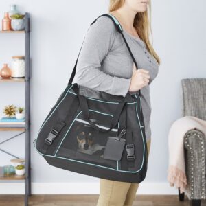 Frisco Basic Medium/Large Dog & Cat Carrier Bag, Black, Teal Trim