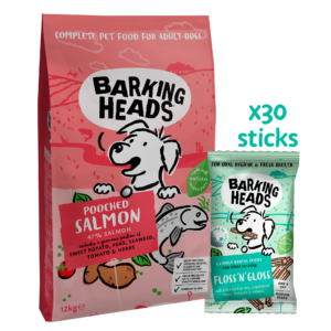 BARKING HEADS SALMON DINNER & DENTAL PLAN COMPLETE ADULT DRY DOG FOOD 12KG