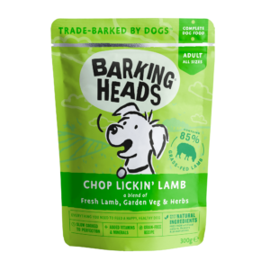 BARKING HEADS CHOP LICKIN LAMB PACK OF 10 GRAIN-FREE WET DOG FOOD 300G