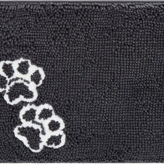 Frisco Microfiber Chenille Paw Print Mat, Gray, Small/Medium