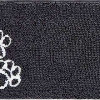 Frisco Microfiber Chenille Paw Print Mat, Gray, Large