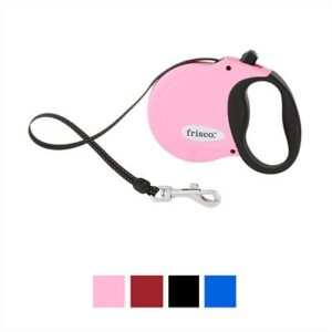 Frisco Nylon Tape Reflective Retractable Dog Leash, Pink, X-Small: 12-ft long,