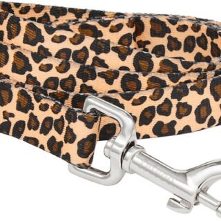 Frisco Leopard Print Polyester Dog Leash, Medium: 6-ft long, 3/4-in wide