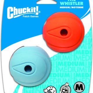 Chuckit! The Whistler Ball Dog Toy, Color Varies, Medium, 2 pack