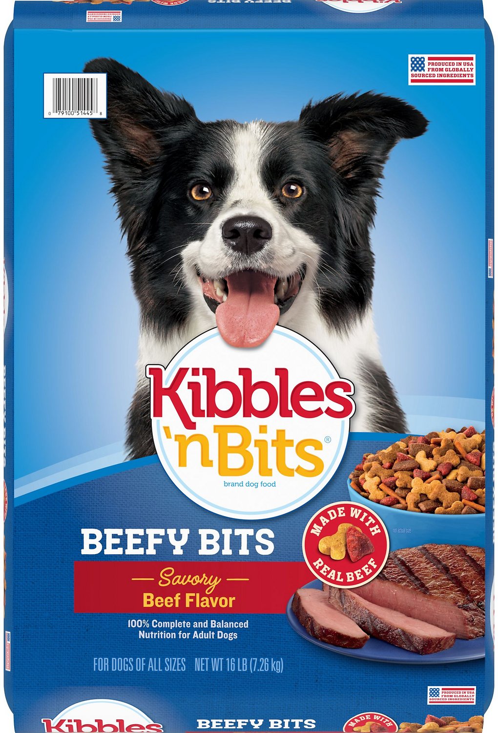 Kibbles n Bits Beefy Bits Savory Beef Flavor Dry Dog Food 7.26kg