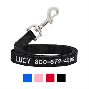 Frisco Solid Nylon Personalized Dog Leash, Medium: 6-ft long, 3/4-in wide, Black