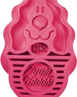 KONG Dog ZoomGroom Multi-Use Brush, Raspberry, Small/Puppy