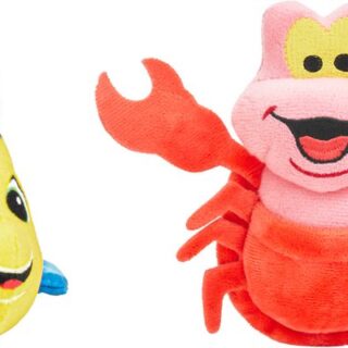 Disney Flounder & Sebastian Plush Squeaky Dog Toy, 2 count