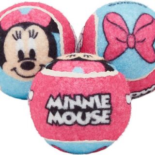 Disney Minnie Mouse Fetch Squeaky Tennis Ball Dog Toy, 3 count