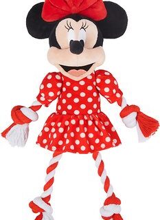 Disney Minnie Mouse Plush with Rope Squeaky Dog Toy