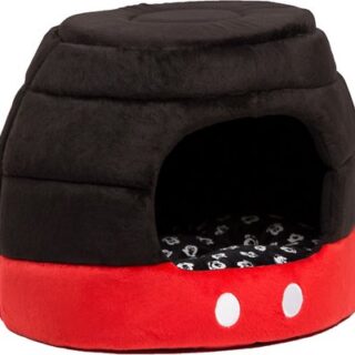 Disney Mickey Pants Honeycomb Covered/Bolster Cat & Dog Bed, Red