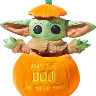 STAR WARS Halloween THE MANDALORIAN's GROGU in a Pumpkin Plush Squeaky Dog Toy