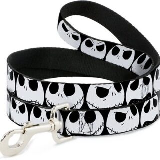 Buckle-Down Nightmare Before Christmas Jack Expressions Polyester Standard Dog Leash, Small: 4-ft long, 1-in wide