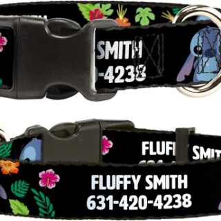 Buckle-Down Disney Lilo & Stitch Ohana Means Family Personalized Dog Collar, Small