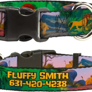 Buckle-Down Disney Lion King Simba & Nala Growing Up Scenes Personalized Dog Collar, Small