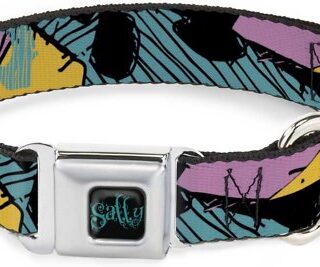 Buckle-Down Nightmare Before Christmas Sally Dress Patchwork Polyester Dog Collar, Small: 9.5 to 13-in neck, 1-in wide