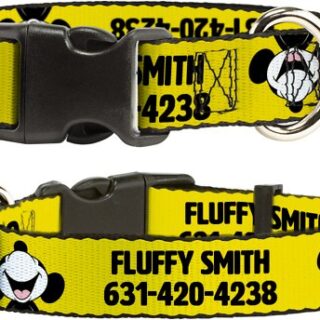 Buckle-Down Disney Mickey Smiling Up Pose Personalized Dog Collar, Small