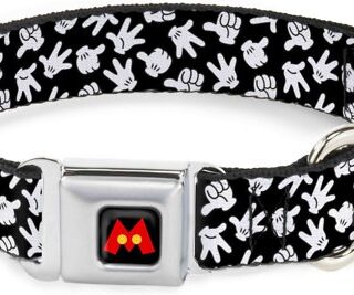 Buckle-Down Mickey Mouse Hand Gestures Polyester Dog Collar, Small: 9.5 to 13-in neck, 1-in wide